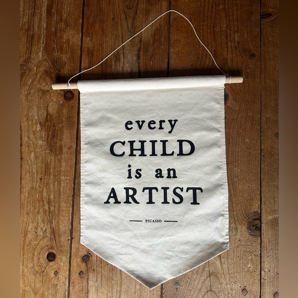 Every Child is an Artist Quote by Picasso Banner